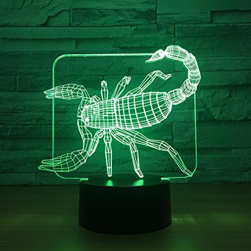 Leisurely Lazy Animal Scorpion Shape 3D Optical Illusion Lamp 7 Colors Change and 15 Keys Remote Control Children Kids Bedside Table LED Night Light