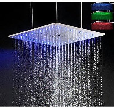 20 Inch Swash And Rain LED 3 Colors Temperature Sensitive Shower Head With Ceiling Mounted Shower Arms