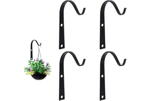 Kungfu Mall Iron 4pcs Basket Brackets, Black Wall Mount Hook for Hanging Planter Lantern Bird Feeder (11cm * 7.8cm, 3mm Thick)