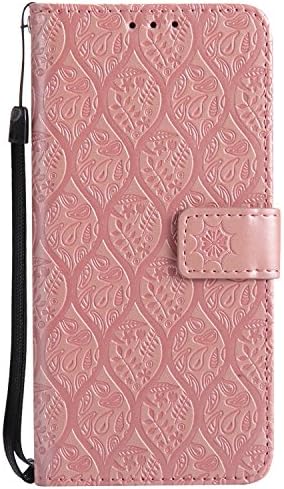 Gray Plaid Samsung Galaxy A8 (2018) Wallet Case,Embossed Pattern Premium PU Leather Flip Protective Case Cover with Credit Card Slots and Stand Feature for Samsung Galaxy A8 (2018) - Rose gold