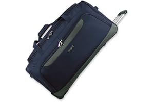 ROCKLANDS LONDON Lightweight Luggage Wheeled Trolley Holdall Suitcase Duffle Bag Rolling Hold Travel Bag AR306 (Medium - 28" (H72xW37xD36 cm), Navy)