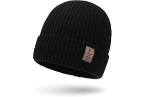 SEFIRST Bonnet pour Homme et Femme, Classics Basic Bonnet Hiver Extensible en Tricot, Chaud et Confortable, Bonnets d’Hiver, Knit Cuffed Beanie Bonnets Mixte pour Cyclisme Ski Jogging (Noir)