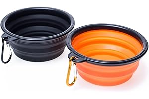 HNTR Premium Collapsible Dog Bowls | Set of 2 Silicone Bowls with Carabiner Clip