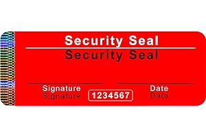 50 pcs - Security Seal with Serial Number - 70x25mm red, English, writable, Tamper Proof - self-Adhesive Security Labels, Quality & Warranty Seals, Antifake & Authenticity Sticker, Atairs