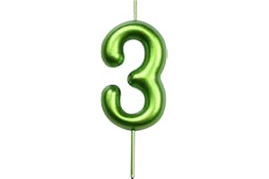 DERVENTA Number Candle Green 2.36 inch Party Celebration Anniversary Decoration Perfect Birthday Brunch Dessert Cake Topper 1 Piece (Number 3 Green)