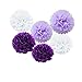 Produktbild Daily Mall Mixed DIY Papier Blumen Papier Pompom 18er 20cm/25cm PomPoms Zum Aufhängen Seidenpapier schöne Dekor für Geburtstag Hochzeitsfest Basteln Babyshower Dekoration Feier Party Baby-Duschen Brautduschen Wohnungdeko (Weiß-Violett-Dunkel Violett)