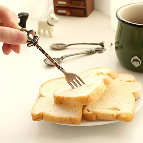 Kaffee-Löffel-Teelöffel 6pcs / set nostalgisches Weinlese-königliches Art-Metall geschnitzt - 2