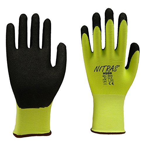 12 Paar Nitras 3515 Neon Strickhandschuh mit gesandeter Nitrilbeschichtung