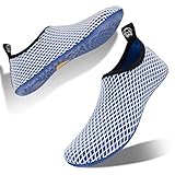  Mabove Badeschuhe Herren Damen Wasserschuhe Strandschuhe Schwimmschuhe Aquaschuhe Barfussschuhe Surfschuhe für Meer Tauchen Yoga Unisex Sommer(Blau/W,44/45 EU)