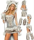 Damen Halloween-Kostüm Wolf / Fuchs Kunstfell , EU 36/38, 40/42 - EU 36/38