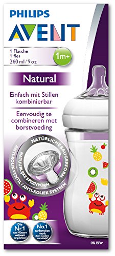Philips Avent Anti-Kolik Naturnah-Flasche SCF627/23, transparent, Krabbe, 260 ml, 1er Pack - 4