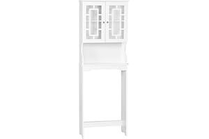 LIFEZEAL Estantería para Inodoro, Organizador de Pie para Lavador con 3 Puertas y Estante Abierto, Armario Superior Multifuncional sobre WC para Baño, Secadora (Blanco)