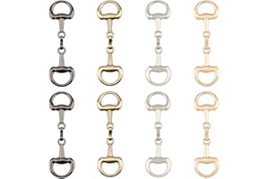 SUPERFINDINGS 8Pcs 4 Colors Alloy D Ring Snaffle Bit Buckles Horse Bit Buckle Double Bit Buckle for DIY Snaffle Bit Horse Jewelry Loafer Shoes Decoration, 72x21x6mm