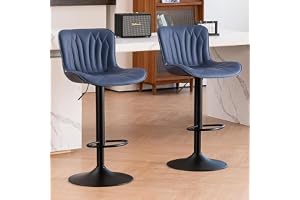 YOUNIKE Barstol set om 2, roterande höjdjustering, barstol i konstläder stoppning, barstolar, modern barstol, kökspall med högt öronryggstöd