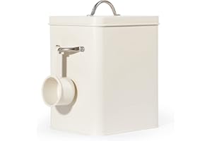 Theo&Cleo Waschmittel Aufbewahrung 6.5L, Metall Waschpulver Box, Aufbewahrungsbox für Hundefutter, Katzenfutter, Kaffeebohnen (Matt Beige)