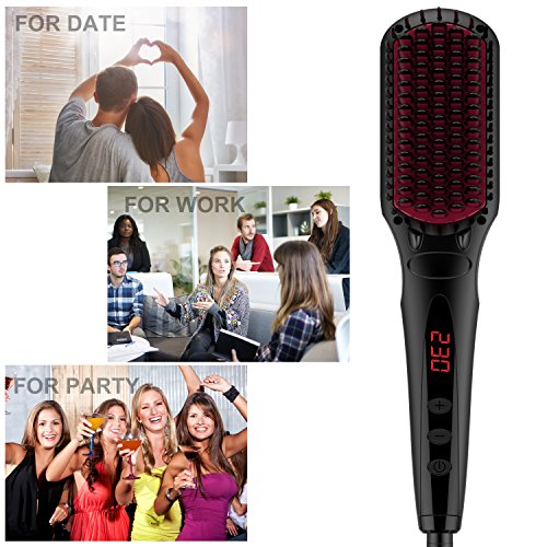 2-in-1 Ionischer Haarglätter Bürste MCH Glätteisen Elektrische Glättungbürste Glättbürste Haarpflege mit kostenlosem hitzebeständigem Handschuh und Temperatursperrfunktion Haarbürste Kamm - 9