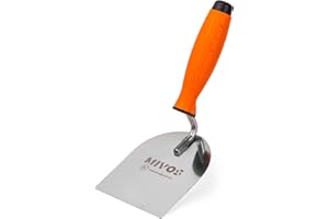Mivos Stukkateurspachtel 100 x 120 mm mit Softgriff - Rostfrei - Edelstahl Maurerkelle 100 mm - Gipserspachtel - Putzerkelle - Kelle für Mauererarbeiten - Made in EU