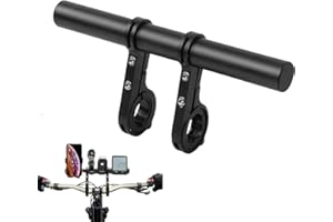 ACTIUSIS Rallonge de guidon de vélo, en alliage d'aluminium avec double fixation, accessoire vélo compatible avec motos, scooters, lampes de poche, supports de téléphone et chronomètres, 30 cm (noir)
