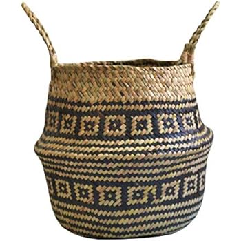 DOKOT Naturkorb Seegras Ablagekorb Blumentopf Gewebt Wäschekorb Mit