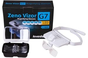 Lente d’Ingrandimento Frontale Levenhuk Zeno Vizor G7 con Luce a LED e 5 Lenti per il Fai-da-te, la Gioielleria, i Lavori di Precisione e l’Uso Professionale