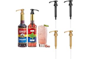 FENQURO 4 Pièces Pompe à Sirop à Café, pompe sirop, Coffee Syrup Pump Distributeur Sirop Pompe pour Café Maison Bouteille de Sirop à Café, Étanches, Convient à la Plupart des Bouteilles de Sirop