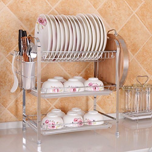 Three Layers Dishes Drain Rack Kitchen Supplies Storage Tableware Shelves