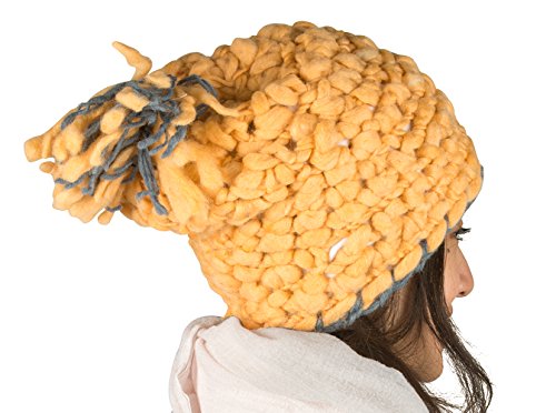 Tribe Azure Fair Trade Cráneo Largo Gorro térmico para Mujer Medio Amarillo