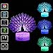 Price comparison product image Jersh LED Night Light, 2019 Creative Peacock Opening 3D Illusion Night Light 7-Color Touch Night Light Llluminated Lamp Optical Desk Night Light Bedside Lamp Best Gift
