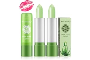 Yuccer 3 Piezas Hidratante Pintalabios Cambia Color Labial Labiales Aloe Vera Barra de Labios Pintalabio Larga Duración Bálsamo Labial Mate Kit Maquillaje Mujeres Niña Regalo Cumpleaños