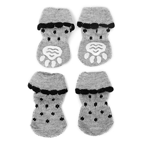 Tiny-Small-Dog-Puppy-Cat-Non-slip-Socks-with-Paw-Prints-Black-Dots-on-Grey