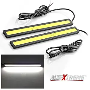 AllExtreme EX6WDRL Universal Ultra Bright Daytime Running LED Lights Waterproof Slim Chip COB LEDs Strip DRL Lamp for Cars (6W, White Light, 2 PCS)