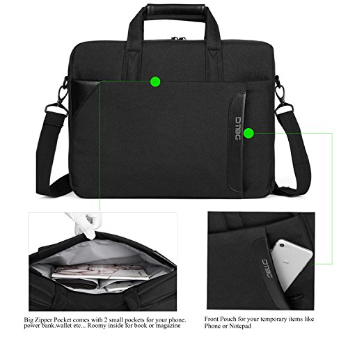 Laptop Tasche, DTBG 15,6 Zoll Nylon Schultertasche Messenger Bag Portable Handtasche Geschäftstermin Aktentasche Laptoptasche für 15-15,6 Zoll Tablet / Ultra-book / Macbook / Chromebook (Schwarz) - 3