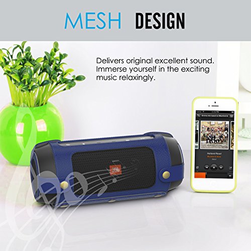MoKo JBL Charge 2+ Lautsprecher Hülle Abdeckung, Premium PU Leder Schutzhülle Tasche Case mit Handschlaufe und Karabiner für JBL Charge 2+ Bluetooth Wireless Speaker, Marineblau - 5