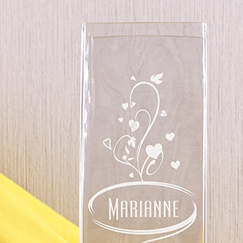 Privatglas Blumenvase Dekoglas -Herzranke- mit Gratis Gravur des Namens - 4