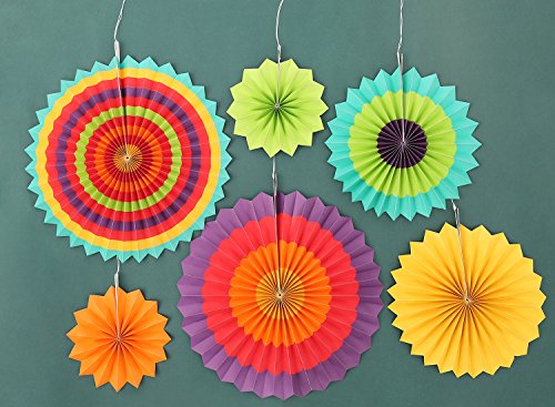 Ohuhu® Deko-Fächer, farbenfrohen Papierfächer, bunt Papier Fächer, Papier Fächer Deko, Paper Fan für Hause, Party, Hochzeit, Geburtstag - 3