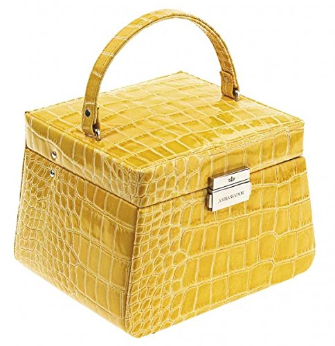 Ambassador Schmuckkoffer Schmuckkasten Rindleder Krokoprägung Lacklederoptik