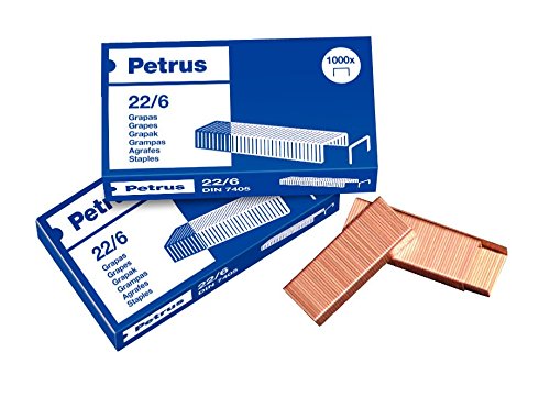 Petrus Grapas  30 hojas  Largo 6 mm  1000 grapas  Modelo 22 6  55721
