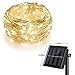 Produktbild Solar String Lights, Ourtdoor Waterproof Starry Fairy Lights, 50 feet 8 Mode 100 LED Copper Wire Ambient Decorative Rope Lights for Garden Patio Lawn Xmas Tree Party Holiday Bedroom Wedding (warm white)