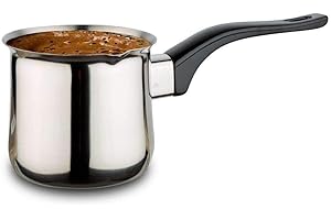 Nava Acer Turkish Coffee Pot 340ml, Modern Cezve Briki Stainless Steel Stovetop Coffee Maker, Ergonomic Heat Resistant Handle, Milk Pot and Coffee Warmer