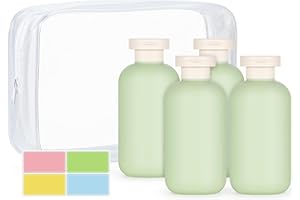 WantGor Squeeze Bottles mit Flip Cap, 4Pcs große leere nachfüllbare Kunststoff auslaufsichere Reiseflaschen für Shampoo, Conditioner, Cremes, Lotion (6.8oz/200ml)