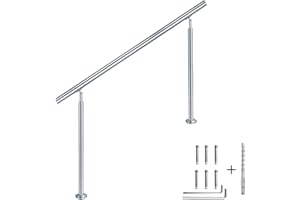CAVATINY Barandilla de acero inoxidable para escaleras, balcones, con sin travesaños, para interior y exterior, pasamanos para escaleras, de acero inoxidable, para balcón (120 cm, sin travesías)