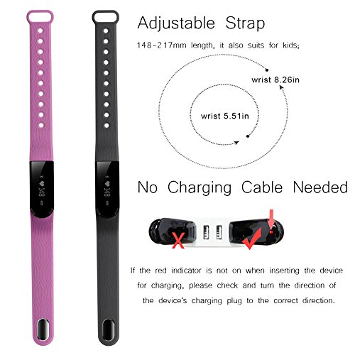 Fitness Tracker Armbanduhr, Toobur Pulsuhr, Drahtlose Aktivität und Schlaf-Tracker, USB-Ladekabel Touch Bildschirm Smart-Armband, Sportuhr mit Schrittzähler Kompatibel mit iPhone iOS und Android-Handy - 6