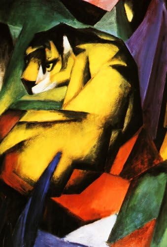 LARGE CANVAS ARTWORK ABSTRACT FRANZ MARC TIGER REPRODUCTION 30 X 20 INCHES READY TO HANG