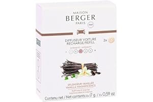 MAISON BERGER - Lot de 2 Recharges Diffuseur Voiture – Système Céramique – Diffusion 4 à 6 Semaines – Parfum Lampe Berger – Fabriqué en France (Splendeur Vanillée)