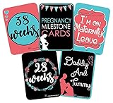 SYGA Set of 27 Pregnancy Milestone Cards - Pregnancy Reveal - Pregnancy Cards - Pregnancy Gift - Pregnancy Journal - New Mom Gift - Newborn Photo Prop