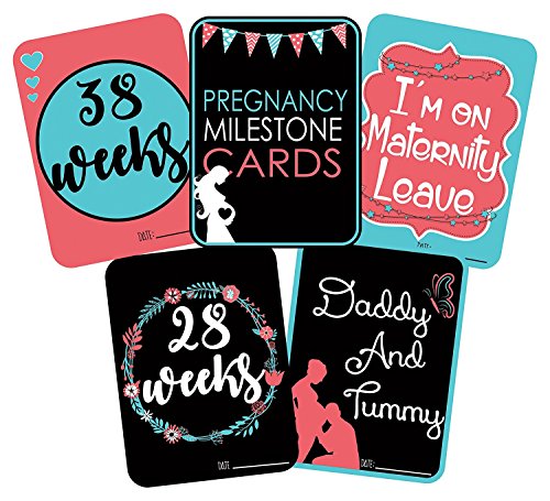 SYGA Set of 27 Pregnancy Milestone Cards - Pregnancy Reveal - Pregnancy Cards - Pregnancy Gift - Pregnancy Journal - New Mom Gift - Newborn Photo Prop