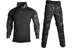 Lilychan Tactical Military Suits für Herren Langarm-Rip-Stop-Uniformen Combat Shirt und Pants Elbow Knee Pads