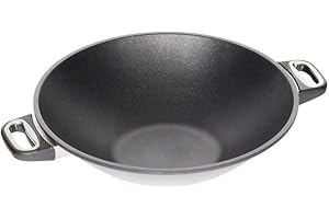 AMT Gastroguss Wok à induction avec 2 poignées latérales, Ø 36 cm