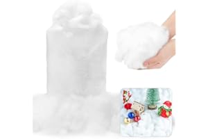 RANJIMA Guata de nieve artificial, relleno de algodón para nubes, decoración de árbol de Navidad, 200 g, nieve artificial, algodón, decoración de interior, nieve artificial, nieve decorativa, Navidad,