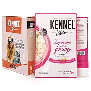 Kennel Kitchen Supreme Cuts in Gravy, Lamb Recipe with Pumpkin, 100g (Pack of 12). Wet Dog Food for Adult and Puppy